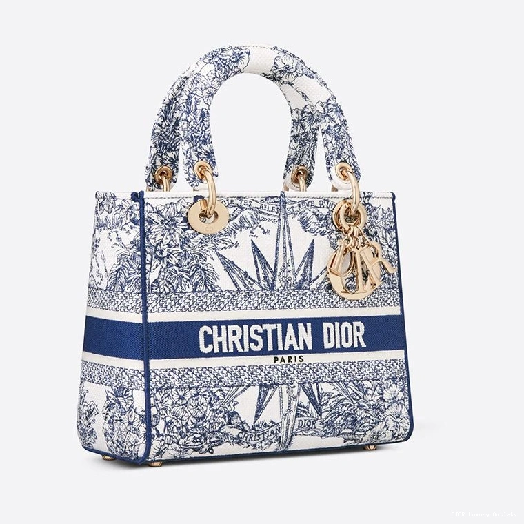 Cheap Medium Blue D-lite Lady Motif d'Infini Canvas Reve Bag 0817 Luxury